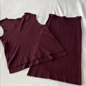 Marled Burgundy Knit Skirt Set
